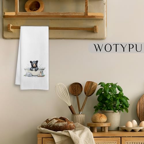 WOTYPU Black Bear Decorative Hand Towels - 16x24 Inch, Perfect for Kids' Bathroom