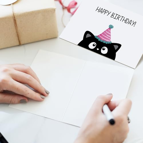 Funny Black Cat Birthday Card for Cat Lovers - 8x5.3 in