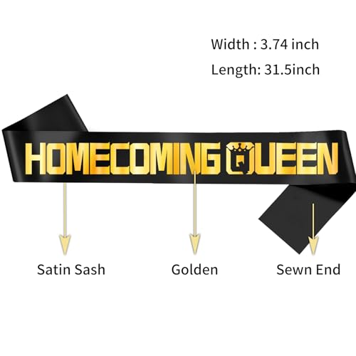 Homecoming King and Queen Sashes Set - Black with Gold Foil