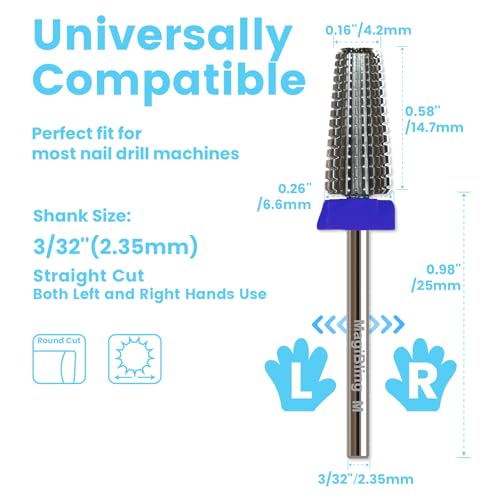 MagiBling 5-in-1 Tungsten Carbide Nail Drill Bit Medium Straight Cut Efile Bit
