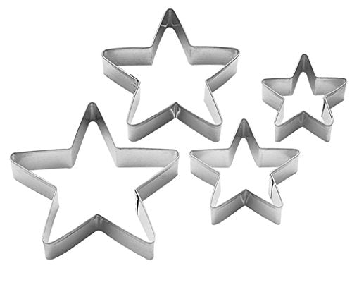 Nesting Metal Cookie Cutter Set - Star Shapes, 4 Sizes for Baking & Holiday Crafts