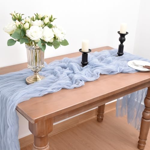 Blue Cheesecloth Table Runner 10 Pack - Fall Wedding Birthday Party Decor 10ft