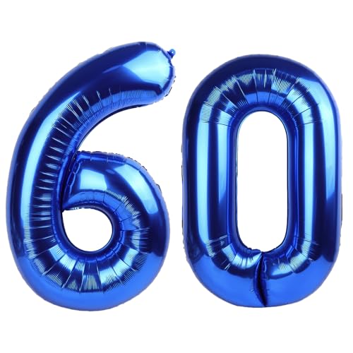 40 Inch Navy Blue Foil Number 60 Balloon for Birthdays & Anniversaries