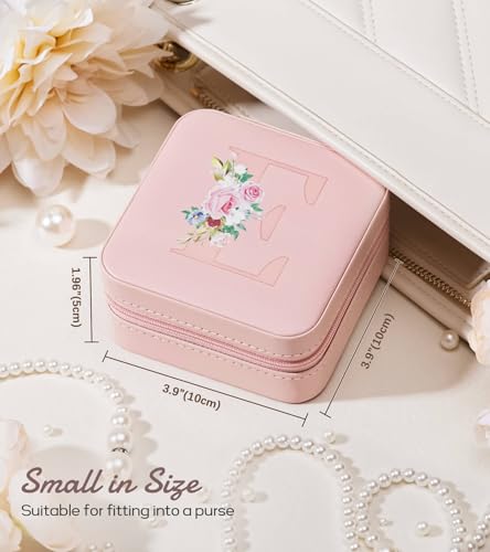 Personalized Mini Travel Jewelry Box with Initial Zipper