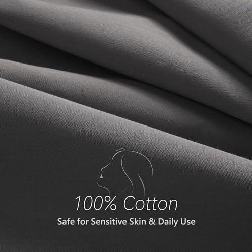 Hzesyd Queen Pillowcase Set, 500 Thread Count 100% Cotton Sateen - Gray