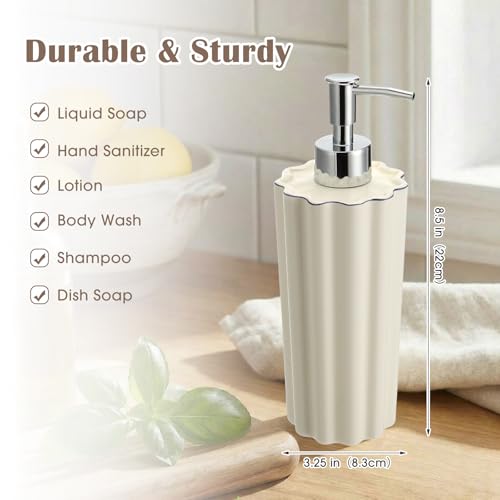 Gandeer 18oz Ceramic Soap Dispenser Refillable Bathroom & Kitchen Pump Bottle - Elegant White