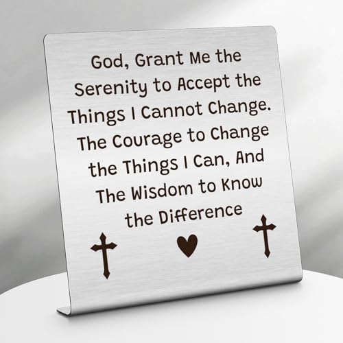 Serenity Prayer Stainless Steel Plaque Christian Inspirational Decor Sign