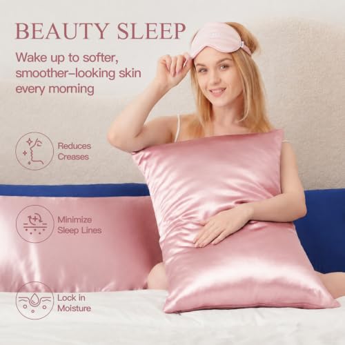 Mulberry Silk Pillowcase for Hair and Skin - King, Coral, 1 Piece - Hypoallergenic & Cooling