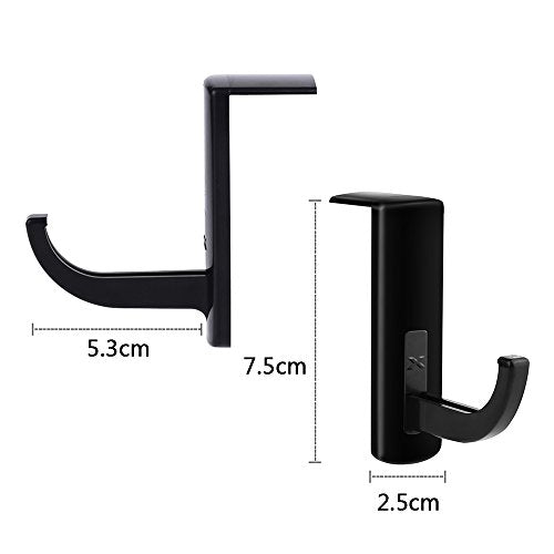Mudder Adhesive Headphone Hanger Hook for Monitor - 4 Pack, Black