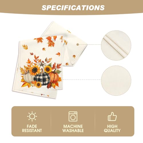 210 GSM Fall Table Runner 13x120 Inch Beige Polyester Home Decor