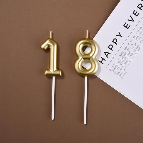 Glitter Gold 18th Birthday Candle Set - 2 Pcs Number Toppers