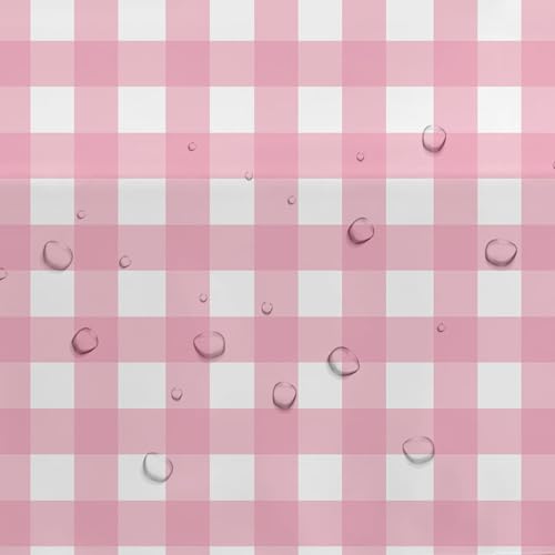 Pink Gingham Disposable Tablecloth - 55x86in, 3 Pcs Party Decor