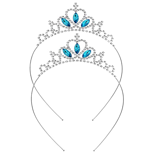 Molain 2-Pack Crystal Rhinestone Princess Crown Tiara Hair Hoop