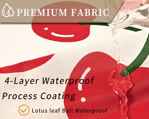 Beige Floral Cherry Shower Curtain 72" x 78" - Waterproof Polyester