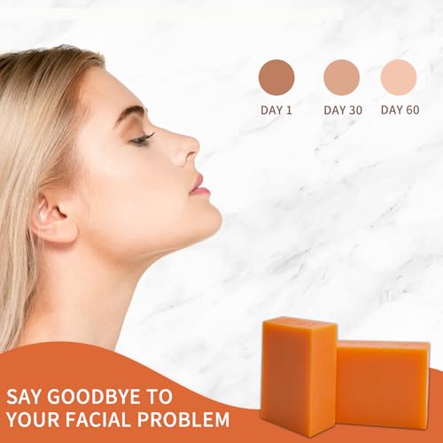 EUQEE Kojic Acid Papain Turmeric Soap Bars 2-Pack with Foaming Net