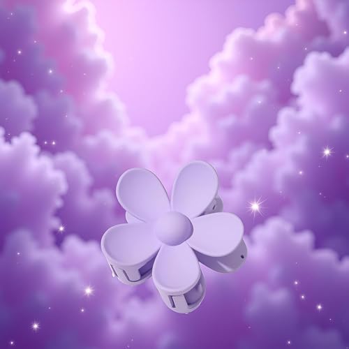 Purple Flower Hair Claw Clip - Strong Hold Anti-Scratch Jaw Clip