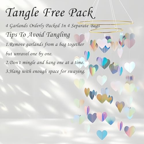 Iridescent Heart Garland - 52Ft Wedding & Party Decoration