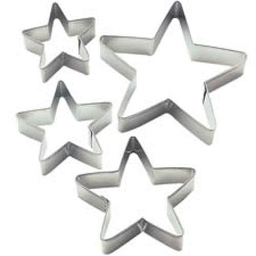 Nesting Metal Cookie Cutter Set - Star Shapes, 4 Sizes for Baking & Holiday Crafts