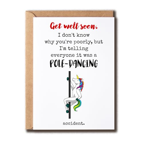 Funny Get Well Soon Card - Pole-Dancing Accident Humor