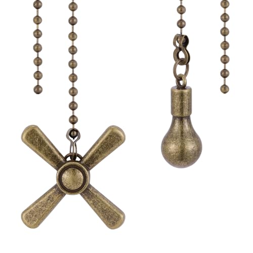 Decorative Ceiling Fan Pull Chain Set - 13.6 Inch Metal Beaded Chains