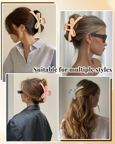 CHLINS 4 Pack Large Bow Hair Claw Clips 4.92 Inch Non-Slip