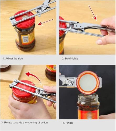 Adjustable Multifunctional Stainless Steel Jar & Bottle Opener