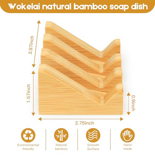 Bamboo Soap Dish & Shampoo Bar Holder - Eco-Friendly Self-Draining Tray, 2 Pack