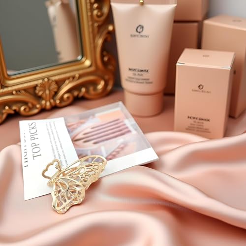 HODASHI Gold Butterfly Metal Hair Claw Clip for Thick Hair
