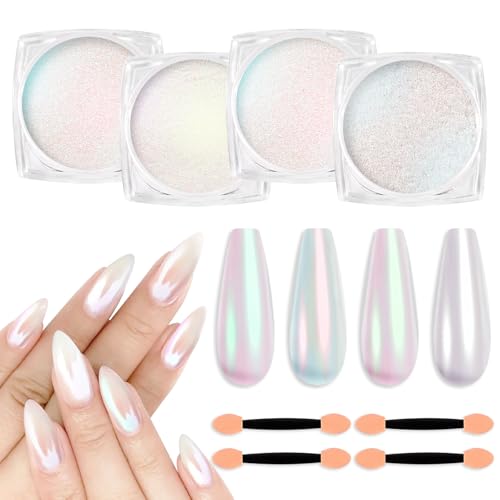 SIUSIO Chrome Nail Powder Set 4 Colors Metallic Mirror Pigment Kit