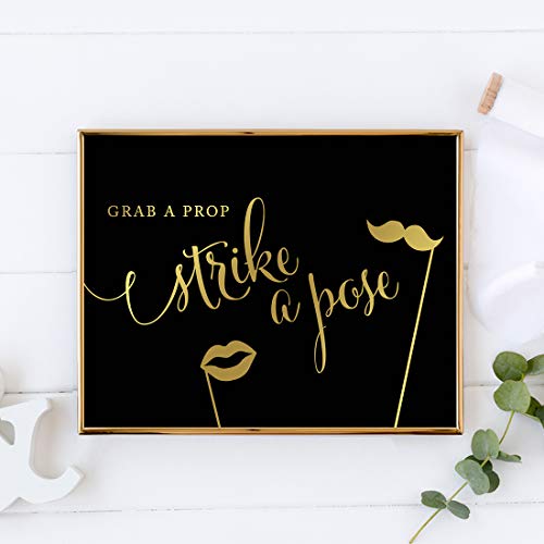 Wedding Photobooth Sign - 8.5x11 Black & Gold Ink - Unframed