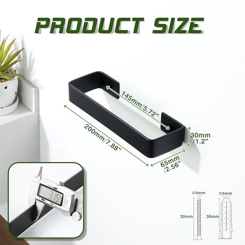 8-Inch Black SUS304 Stainless Steel Towel Bar for Bathroom