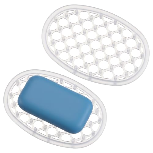 2-Pack Silicone Soap Dish with Drainage for Shower & Kitchen