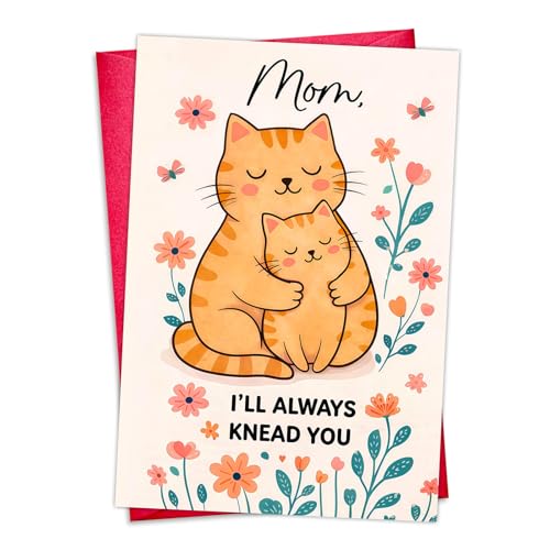 Funny Cat Mom Mother's Day Card - 5.5x8 with Envelope