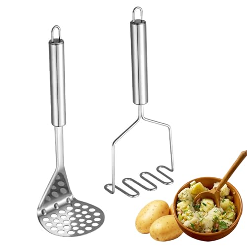 Pilarmuture Stainless Steel Potato Masher 2-Pack Heavy Duty Wire Tool
