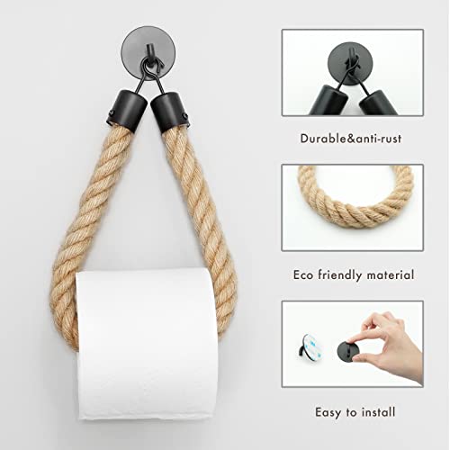 WONQEXZ Nautical Rope Toilet Paper Holder - Self-Adhesive Brown Hemp Rope