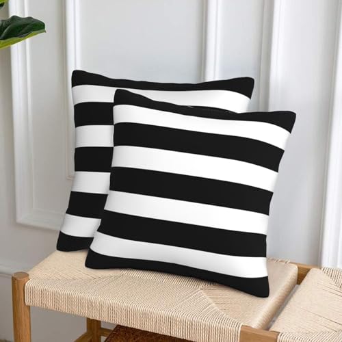 Poream Black and White Stripe 18x18 Inch Farmhouse Throw Pillow Covers Set of 2