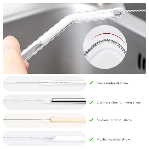 18-Piece Straw Cleaner Brush Set, Extra Long Stainless Steel Straw Brushes
