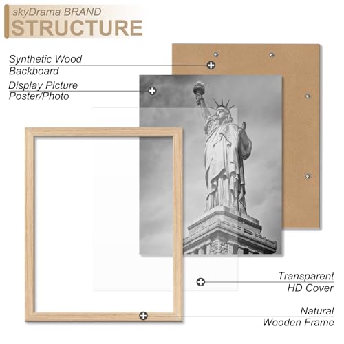 skyDrama 9x12 Solid Wood Picture Frame - Natural Wood Grain, 2 Pack