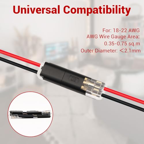 40-Pack Low Voltage 2-Pin Wire Connectors for LED Strips