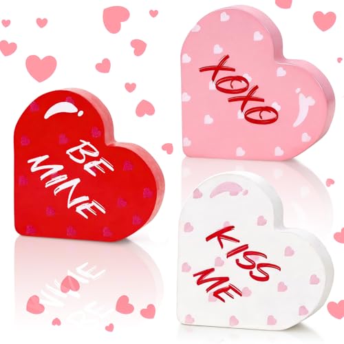 Wooden Heart Decorations - 3 Pcs Romantic Conversation Signs