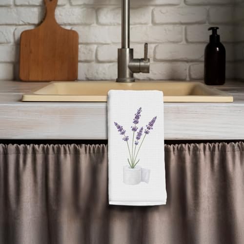Lavender Hand Towels - Floral Microfiber Bathroom Decor, 16x24"