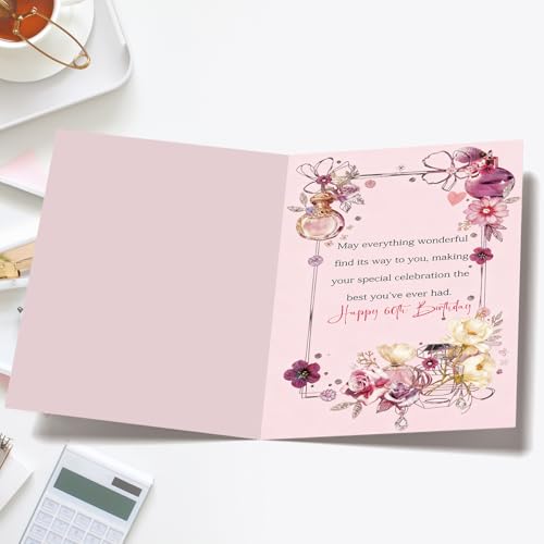 YiKaLus 60th Birthday Card, Luxury Bday Gift for Women - ykk-403