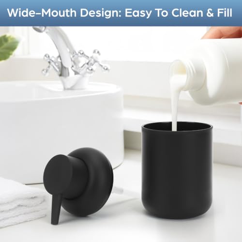 Hebaogugu 2-Pack Soap Dispenser Set, 11 Oz Plastic with Rustproof Pump, Black