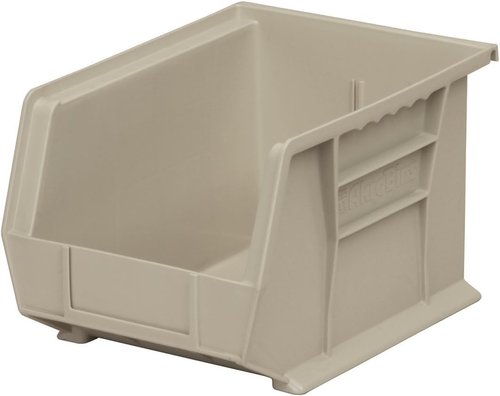Akro-Mils Plastic Storage Bins - Space-Saving Stackable Organizers for Garage & Pantry | 11" x 8" x 7", Stone, 6-Pack