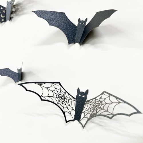 24Pcs 3D Halloween Bat Wall Decor - Removable PVC Stickers