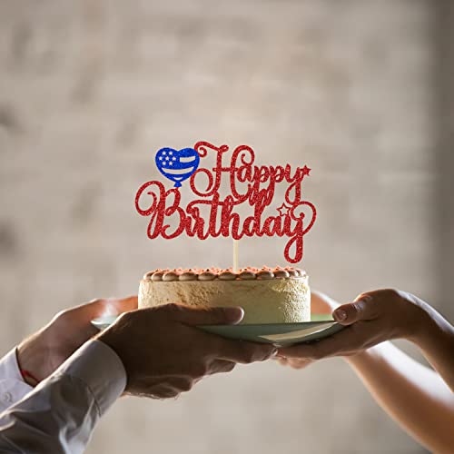 4th of July Happy Birthday Cake Topper - Patriotic Party Decor