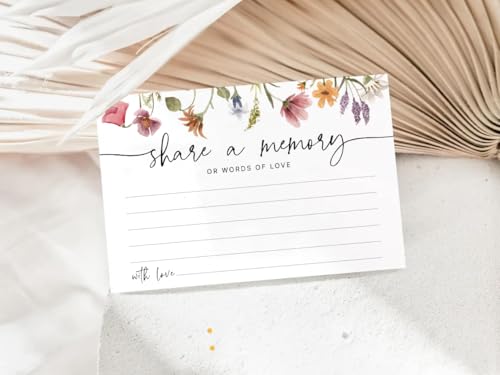 Share a Memory Cards - 50 Pack, 4x6 Wildflower Keepsake Cards for Events