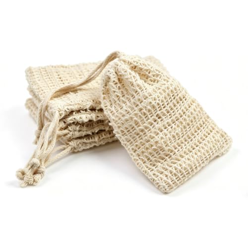 Natural Sisal Soap Saver Bag 5-Pack Exfoliating Soap Mesh Pouch