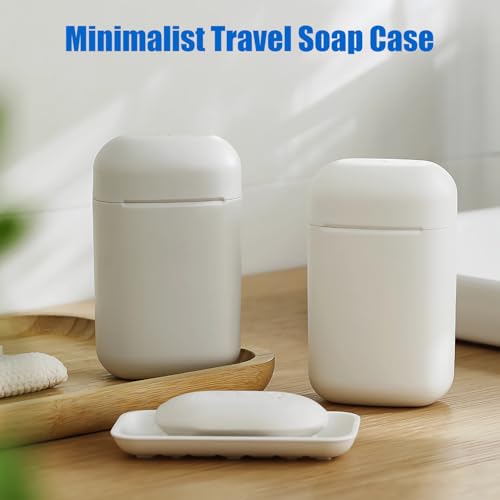 White Minimalist Travel Soap Case with Draining Tray - Leak-Proof