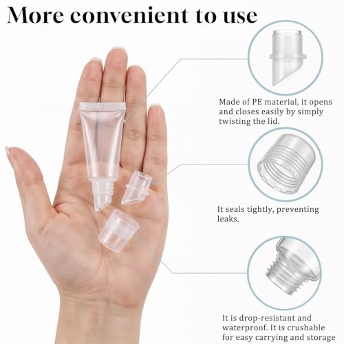 10-Pack Clear Refillable Lip Gloss Tubes & Travel Containers